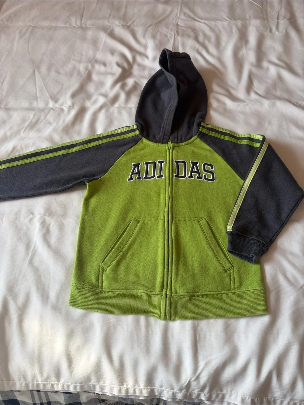 Adidas Kids' Green & Black Hooded Zip Fleece Jacket